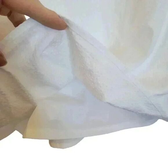 Nine West Women's White Poly/Cotton Seersucker Flutter Sleeve Lined Dress NEW - Picture 6 of 15